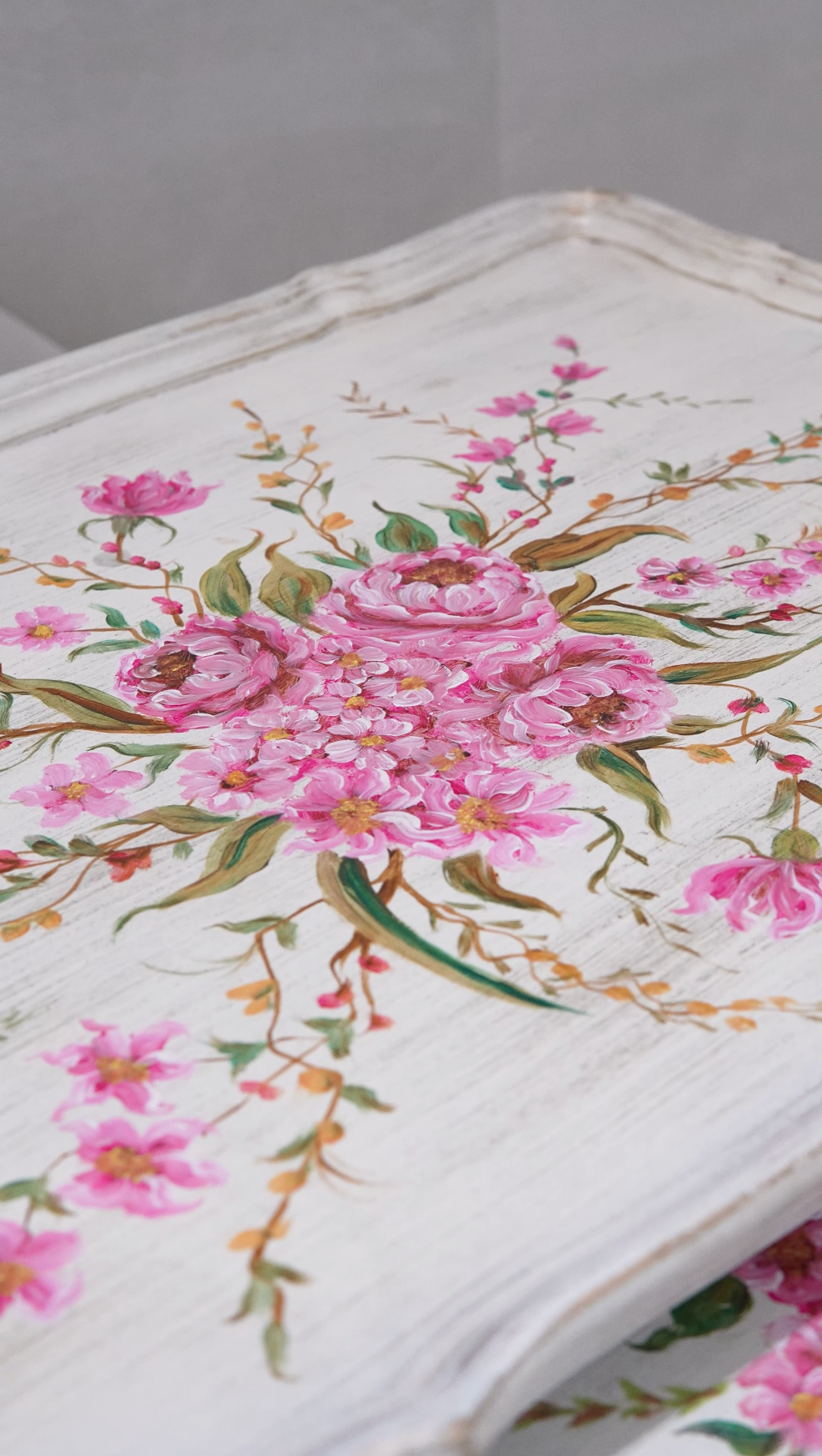 Hand-Painted Floral Nesting Tables Set