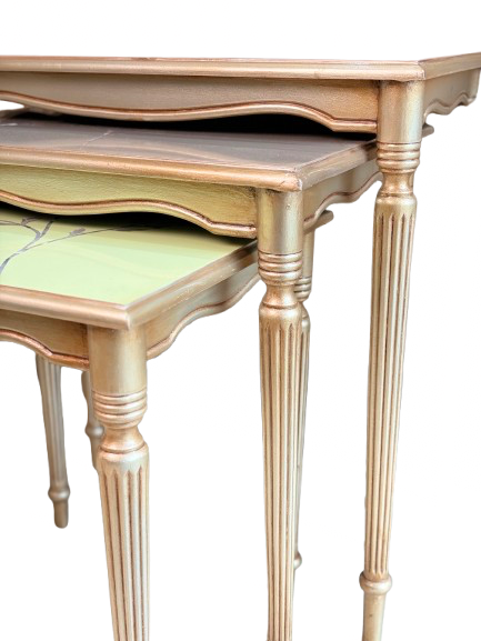 Elegant Nesting Tables with Mother of Pearl Inlay