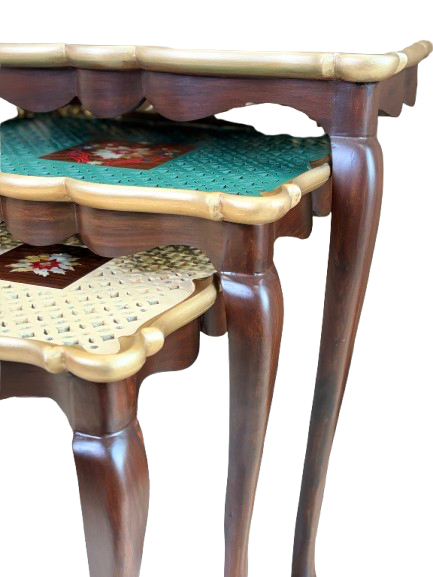 Royal Nesting Table Set with Mother of Pearl & Wood Inlay
