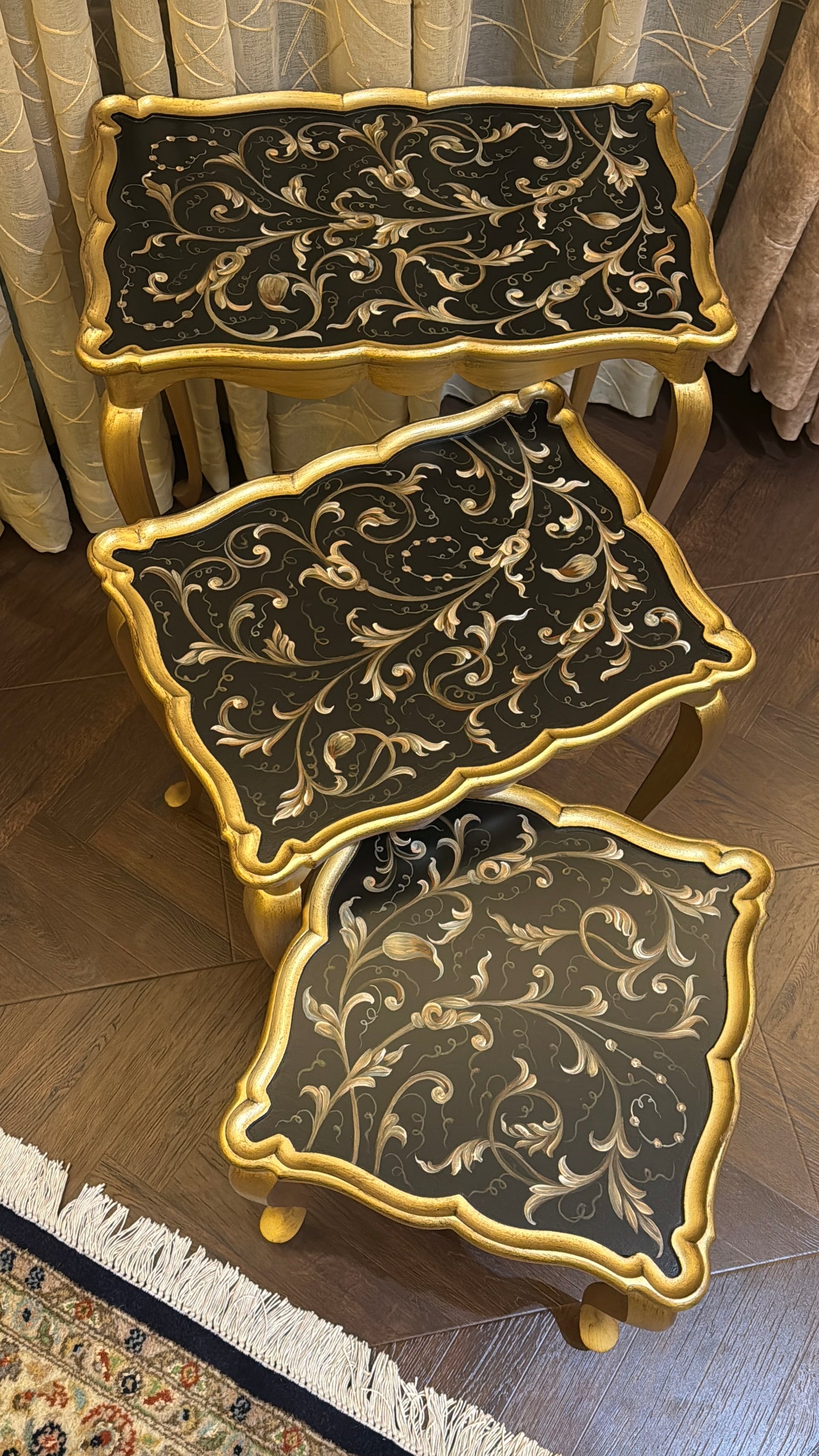 Luxurious Black and Gold Nesting Tables