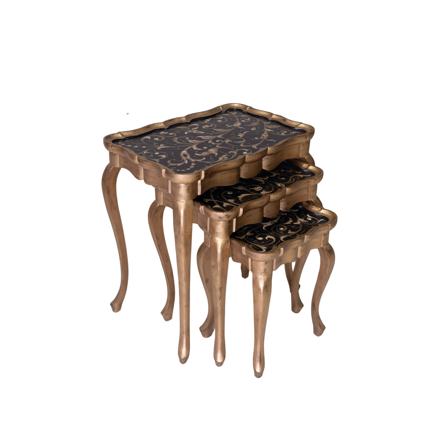 Luxurious Black and Gold Nesting Tables