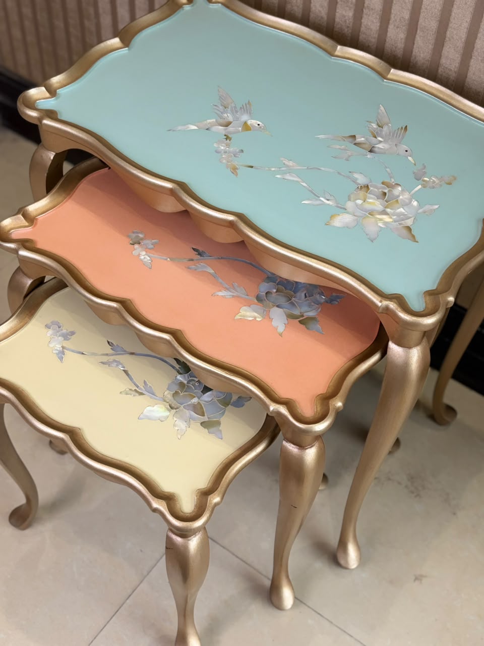 Victorian Multi Nesting tables with Mother of Pearl Inlay