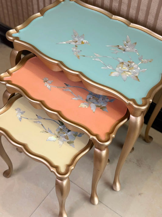 Victorian Multi Nesting tables with Mother of Pearl Inlay