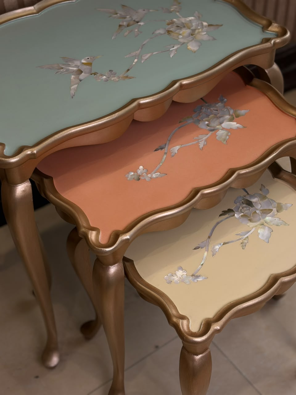 Victorian Multi Nesting tables with Mother of Pearl Inlay